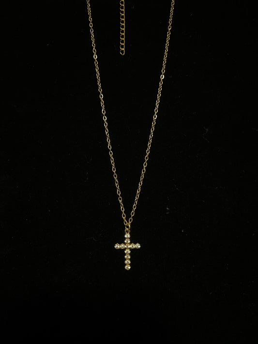 Kors och halsband (guld 50+5cm)